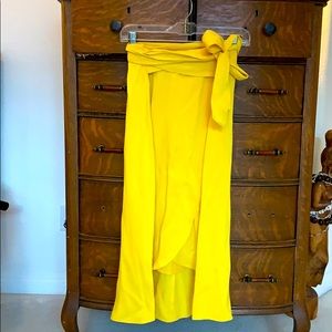 Canary Yellow Faux Wrap Skirt Ann Taylor sz:12💛